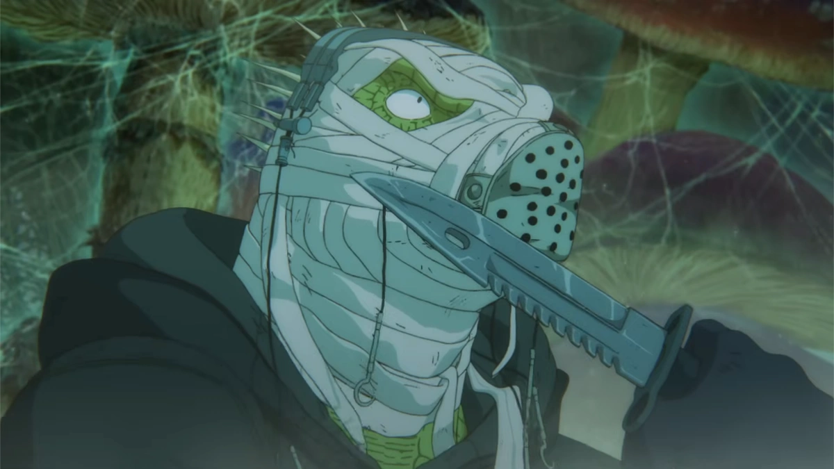 Caiman y Nikaido en Dorohedoro temporada 2 capítulo 5 anime